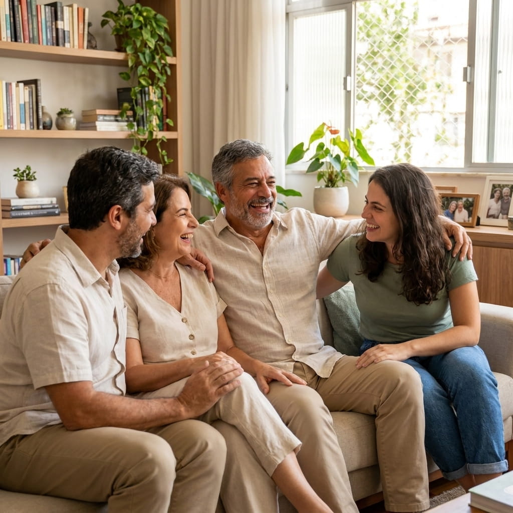 Augusto com a família em casa