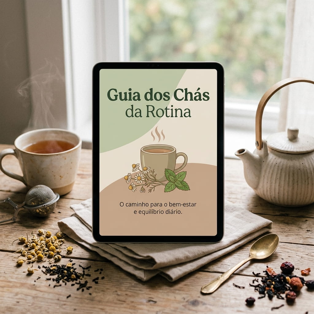 Mockup do Guia dos Chás da Rotina