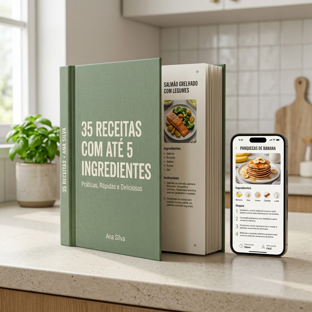 Mockup do Caderno 01 — 35 Receitas com até 5 ingredientes